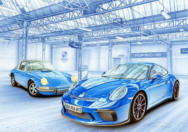 VA156 Garage Porsche 911 - Bleu