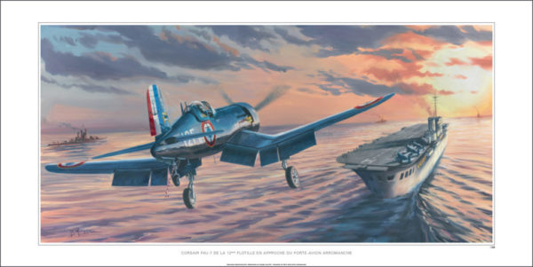 Corsair F4U-7 en approche du Porte-avion Arromanche