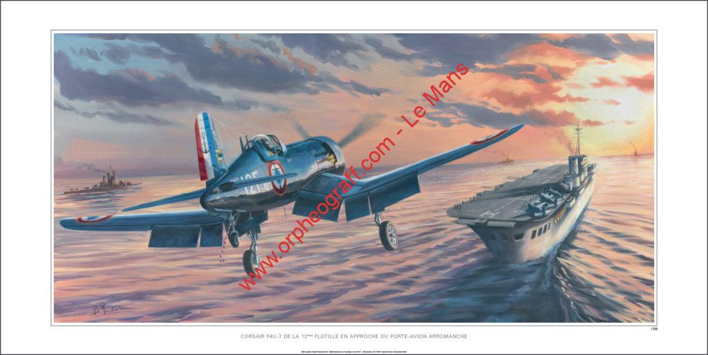 Corsair F4U-7 en approche du Porte-avion Arromanche