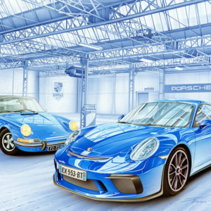 CP208 Garage Porsche Bleu