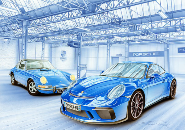 CP208 Garage Porsche Bleu